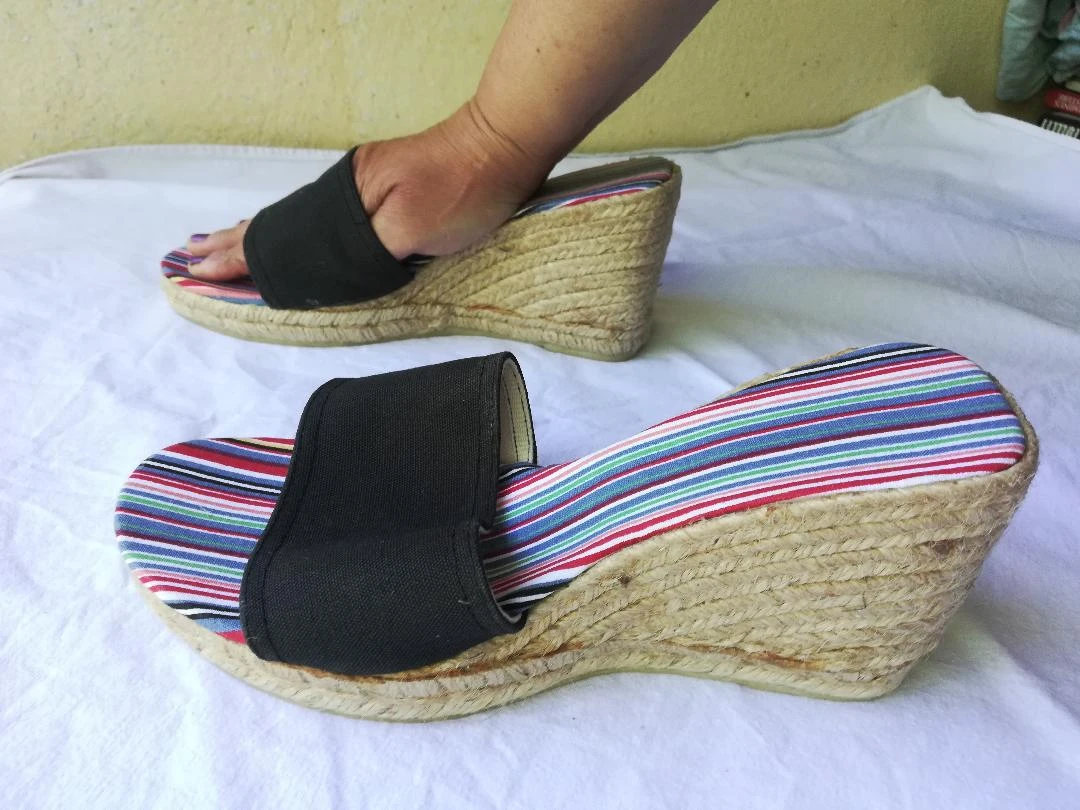 Zwarte espadrilles muiltjes met hoge hakken en wighak maat 38 - nieuw – photo 6